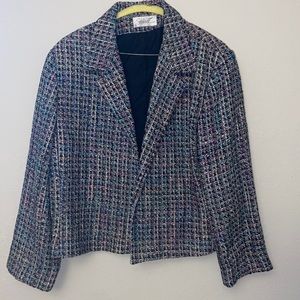 Soirée Silk Multicolor Woven Blazer Size XL